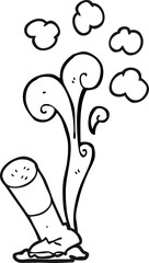 freehand drawn black and white cartoon cigarette