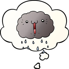 cartoon cloud with thought bubble in smooth gradient style