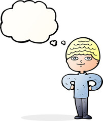 cartoon proud man with thought bubble