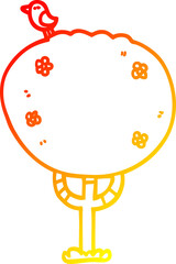 warm gradient line drawing of a cartoon tree