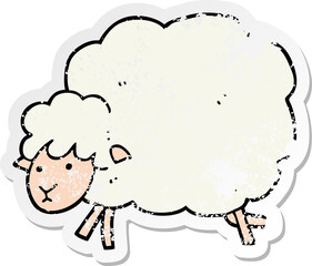 distressed sticker of a cartoon sheep