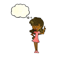 cartoon girl making point with thought bubble