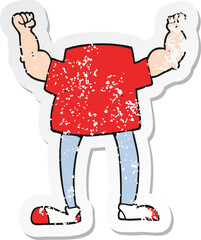 retro distressed sticker of a cartoon headless man