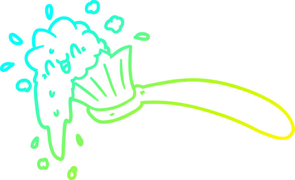 recommend clip art: cold gradient line drawing of a cartoon toothbrush and toothpaste