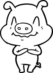 nervous cartoon pig