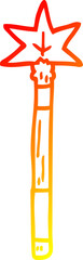 warm gradient line drawing of a cartoon wand