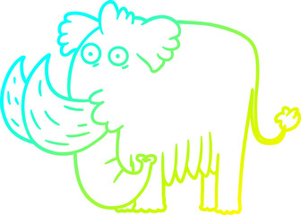 Fototapeta premium cold gradient line drawing of a cartoon mammoth