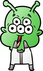 happy cartoon alien gasping in surprise