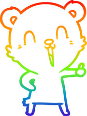 rainbow gradient line drawing of a happy laughing cartoon bear