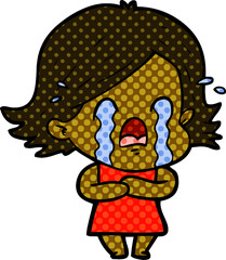 cartoon woman crying