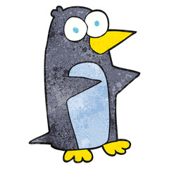 freehand textured cartoon penguin