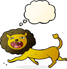 cartoon lion with thought bubble