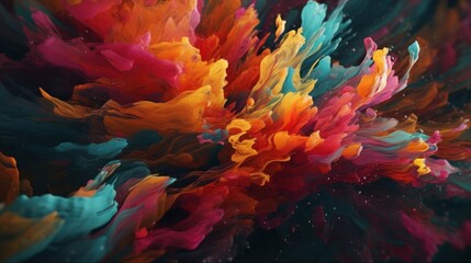 Obraz premium Colorful fluid smoke explosion on dark background. Generative ai
