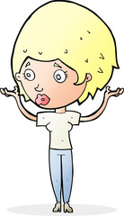 cartoon woman raising hands in air