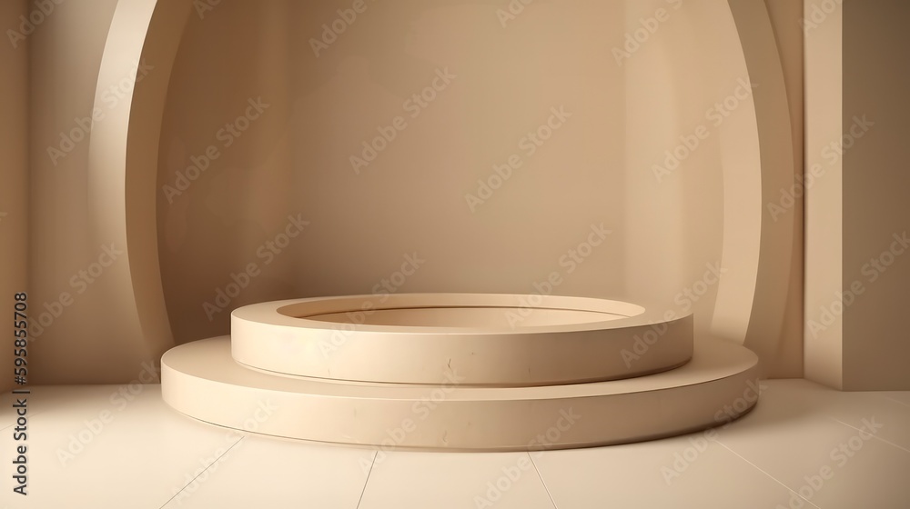 Aufkleber Podium abstract studio room with geometric platform for mockup display minimalistic wall scene for products showcase, Promotion display Generative AI