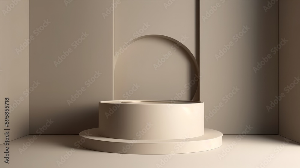 Aufkleber Podium abstract studio room with geometric platform for mockup display minimalistic wall scene for products showcase, Promotion display Generative AI