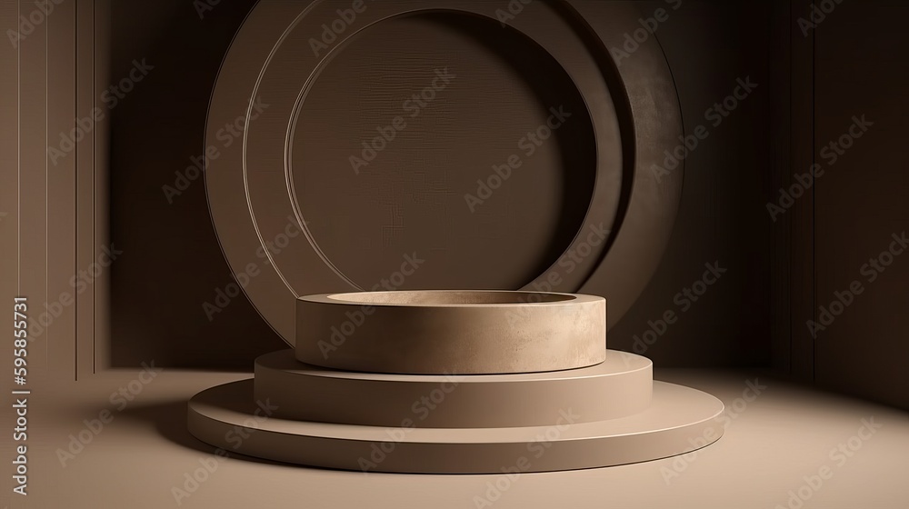 Poster Podium abstract studio room with geometric platform for mockup display minimalistic wall scene for products showcase, Promotion display Generative AI
