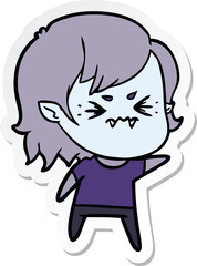 sticker of a annoyed cartoon vampire girl