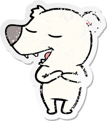 distressed sticker of a cartoon polar bear