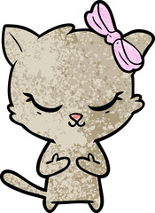 cute cartoon cat with bow