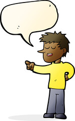 cartoon man pointing with speech bubble