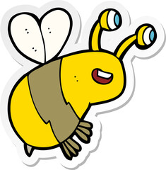 sticker of a cartoon happy bee