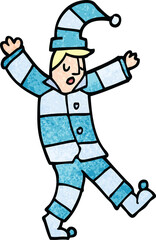 cartoon doodle man in traditional pyjamas