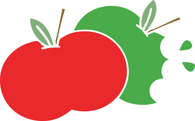 flat color retro cartoon of a apples
