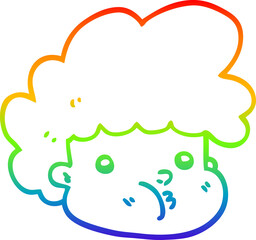 rainbow gradient line drawing of a cartoon boy