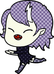 cartoon laughing vampire girl running
