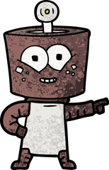 happy cartoon robot pointing