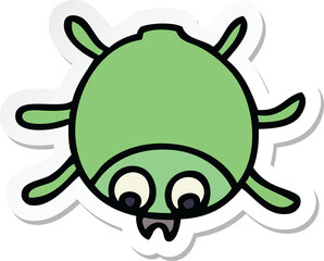 sticker of a quirky hand drawn cartoon beetle