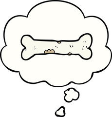 cartoon bone with thought bubble