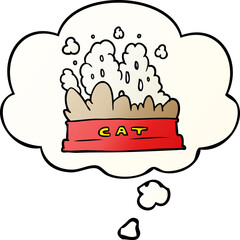 cartoon cat food with thought bubble in smooth gradient style