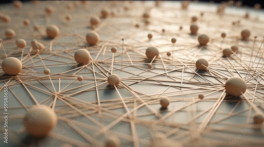 Aufkleber Global network. Blockchain. 3D illustration. Neural networks and artificial intelligence. Generative ai