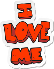 sticker of a i love me cartoon symbol