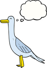 freehand drawn thought bubble cartoon bird