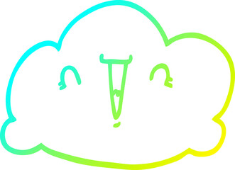 cold gradient line drawing of a cartoon cloud