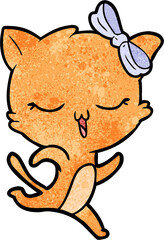 cartoon cat with bow on head