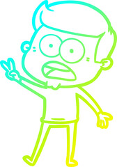 cold gradient line drawing of a cartoon shocked man