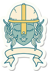 sticker of a elf fighter character face with banner