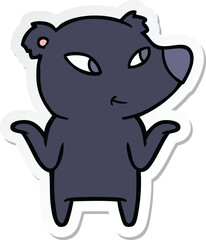 sticker of a cute cartoon bear shrugging shoulders