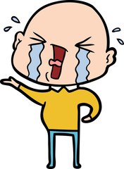 cartoon crying bald man
