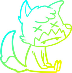 cold gradient line drawing of a cartoon dead fox