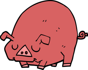 cartoon doodle fat pig
