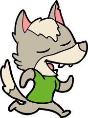 cartoon running wolf laughing