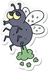 sticker of a quirky hand drawn cartoon fly