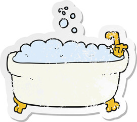 retro distressed sticker of a cartoon bathtub
