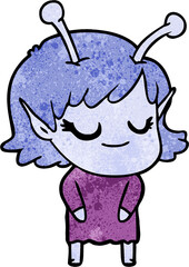 smiling alien girl cartoon