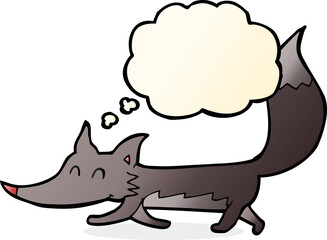 cartoon little wolf with thought bubble
